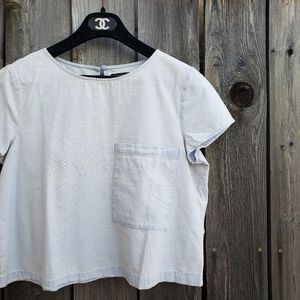 ZARA Denim Frocket Keyhole Back Crop Top